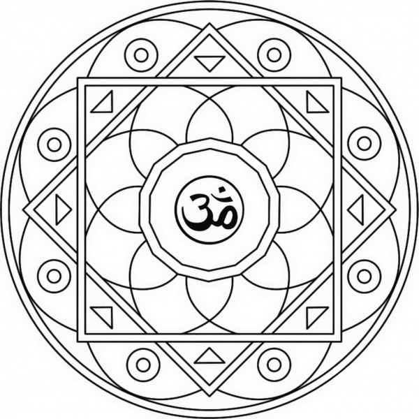 Om Mandala coloring page image