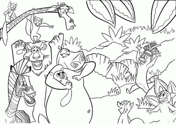 On the island of Lemurs coloring page image