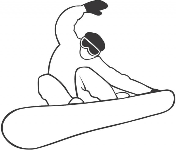 On the Snowboard  coloring page image