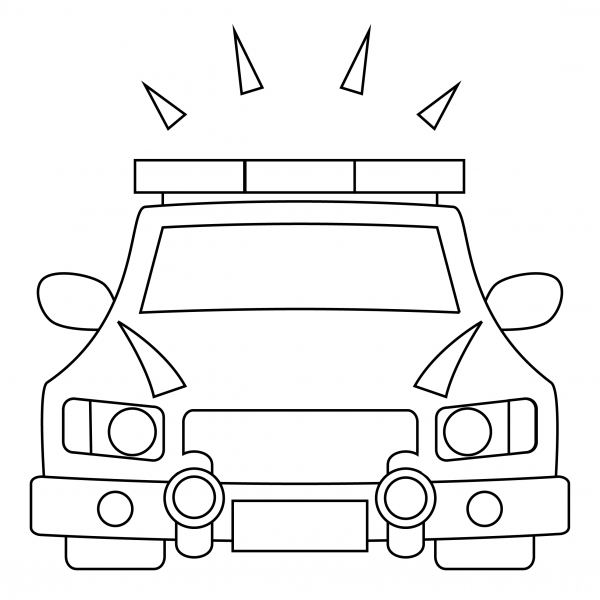 Oncoming Police Car coloring page image