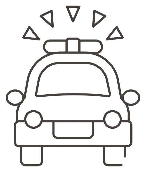 Oncoming Police Car coloring page image