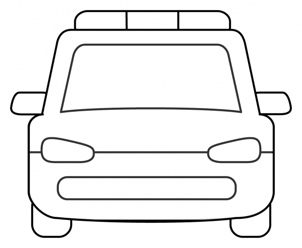 Oncoming Police Car Emoji coloring page image