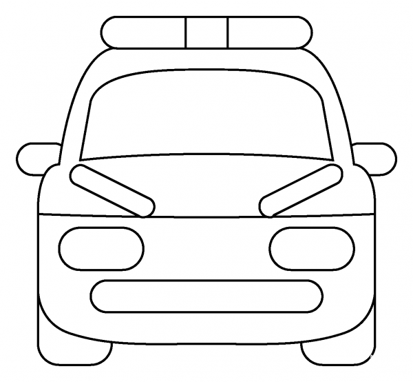 Oncoming Police Car Emoji coloring page image