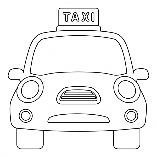 Oncoming Taxi coloring page image
