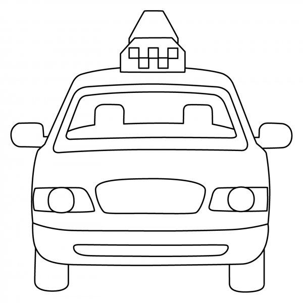 Oncoming Taxi Emoji coloring page image