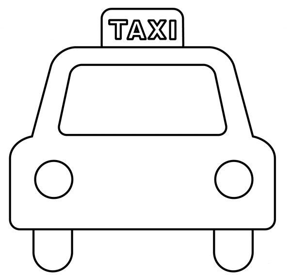 Oncoming Taxi Emoji coloring page image