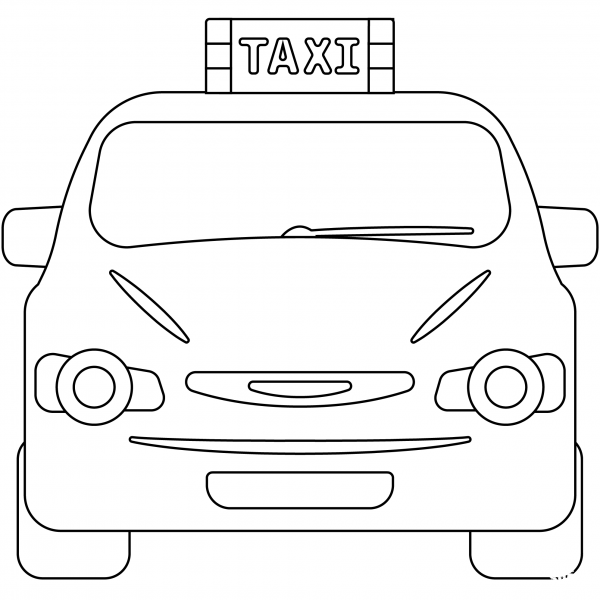 Oncoming Taxi Emoji coloring page image