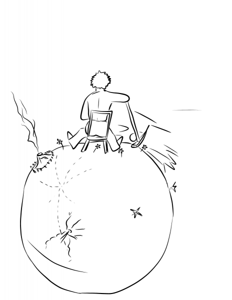 ‘One day, you said to me, I saw the sunset forty-four times!’ coloring page image