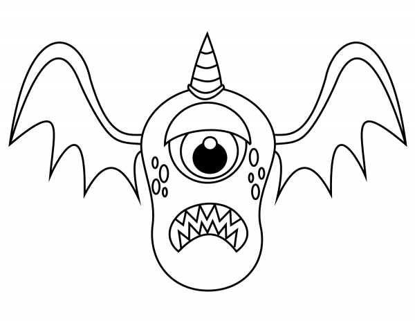 One Eyed Bat Unicorn coloring page image