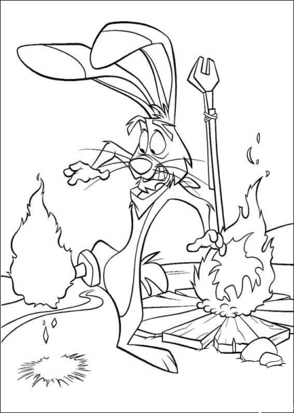 One Foot Of Lucky Jack is burning coloring page image