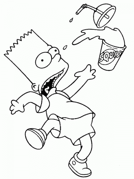 Oops Bart Squished The Drink  coloring page image