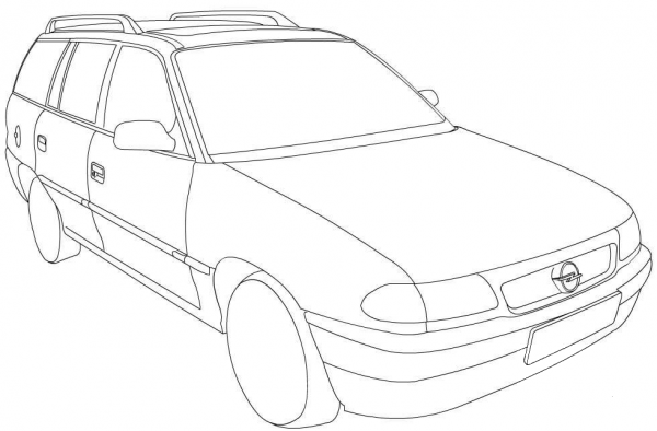 Opel Astra Caravan 1998-2004 coloring page image