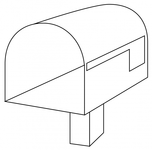 Open Mailbox with Lowered Flag coloring page image