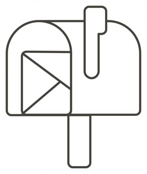 Open Mailbox with Raised Flag coloring page image