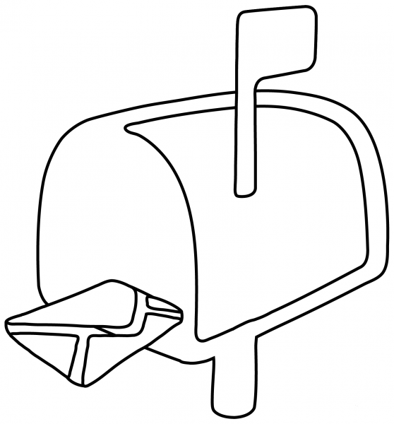 Open Mailbox with Raised Flag Emoji coloring page image