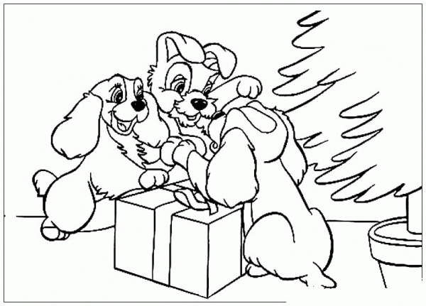 Opening Christmas Presents  coloring page image