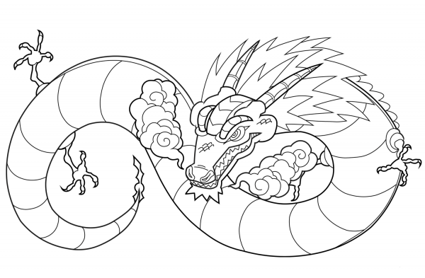 Oriental Dragon coloring page image