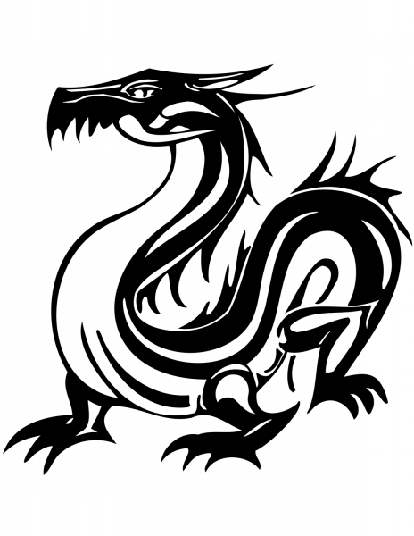 Oriental Dragon Tattoo coloring page image