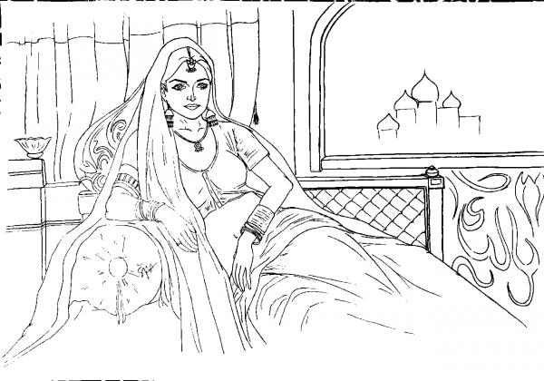 Oriental Princess coloring page image
