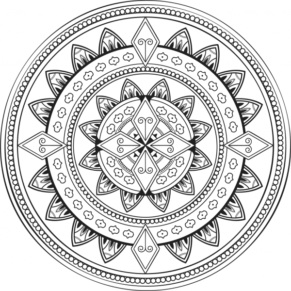 Ornamental Mandala coloring page image