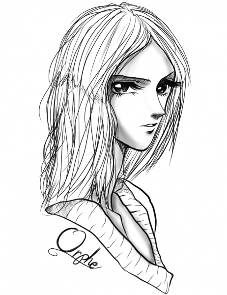 Orphe Anime Girl by Gabriela Gogonea coloring page image