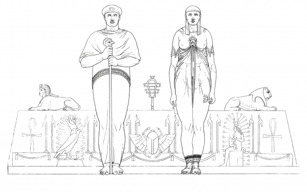 Osiris and Isis coloring page image