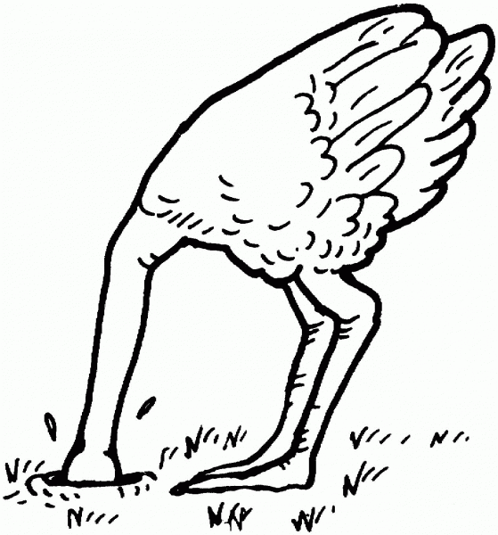 Ostrich Bury Head Sand  coloring page image