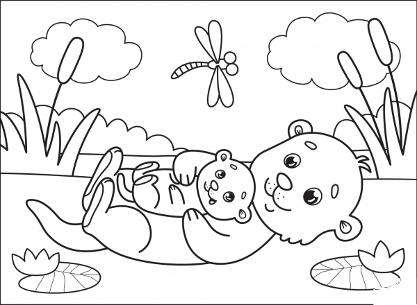 Otter coloring page image