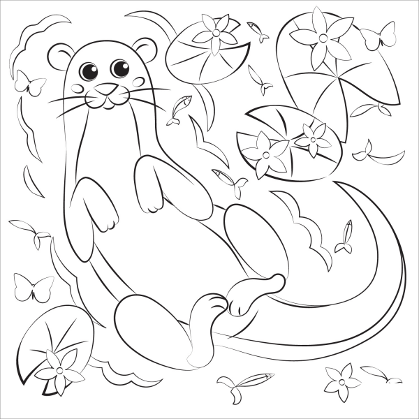 Otter coloring page image