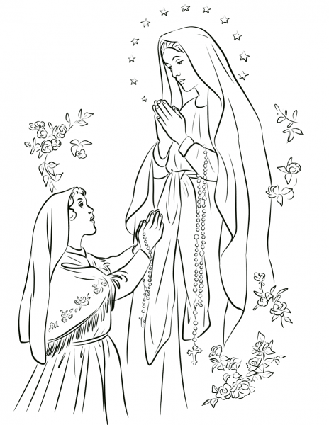 Our Lady of Lourdes coloring page image