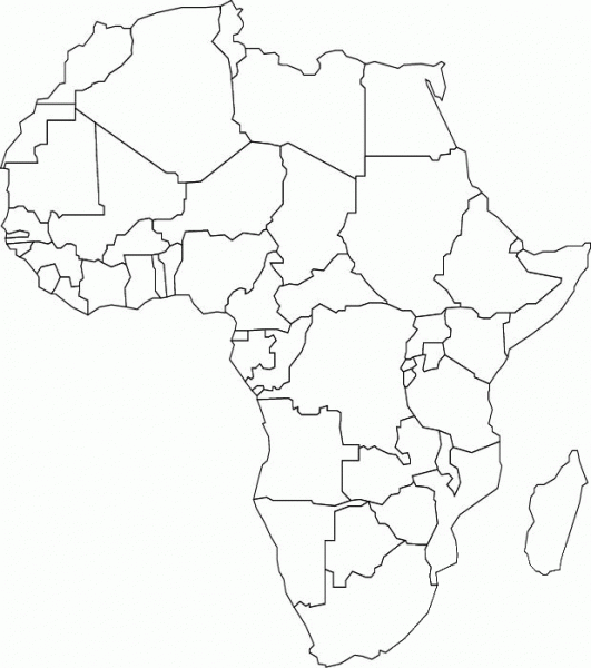 Outline Map of Africa with Countries coloring page image