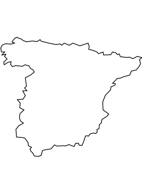 Outline Map of Mainland Spain coloring page image