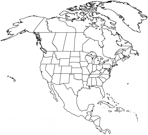 Outline Map of North America with Countries coloring page image