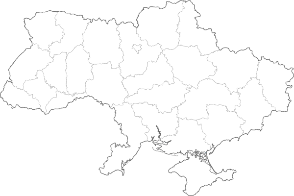 Outline Map of Ukraine with Regions coloring page image