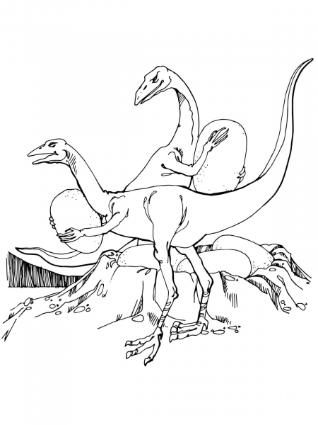 Oviraptors Stealing Dinosaurs Eggs coloring page image