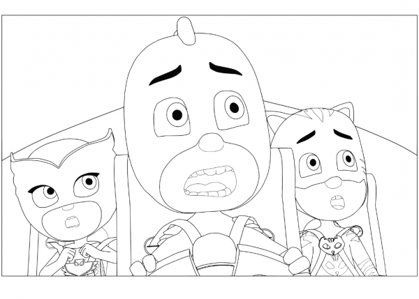 Owlette, Gekko and Catboy coloring page image