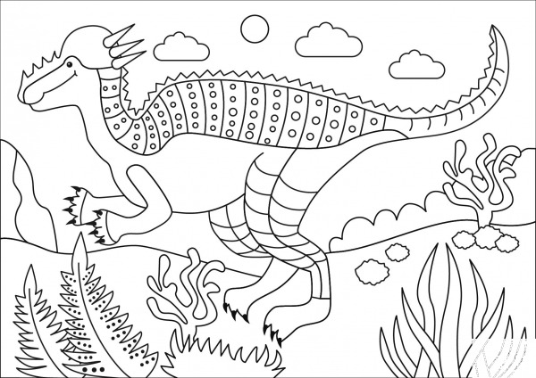 Pachycephalosaurus coloring page image