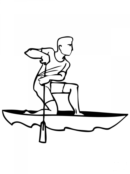 Paddling in Canoe coloring page image