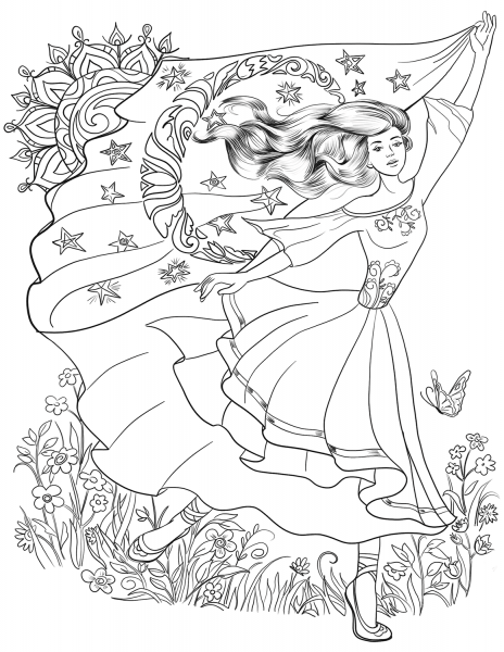 Pagan Girl Dancing coloring page image