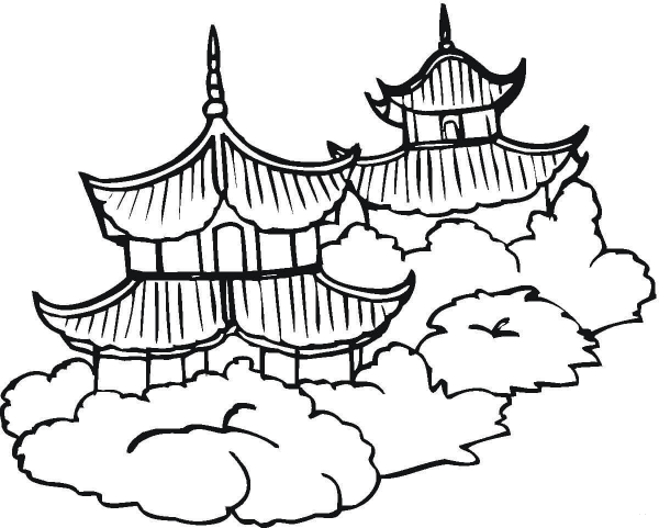 Pagodas  coloring page image