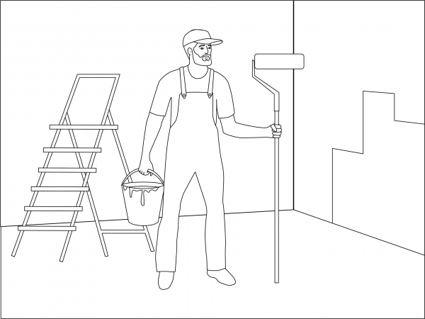 Painter coloring page image