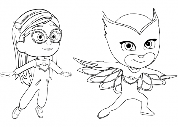 Pajama Hero Amaya is Owlette from PJ Masks coloring page image