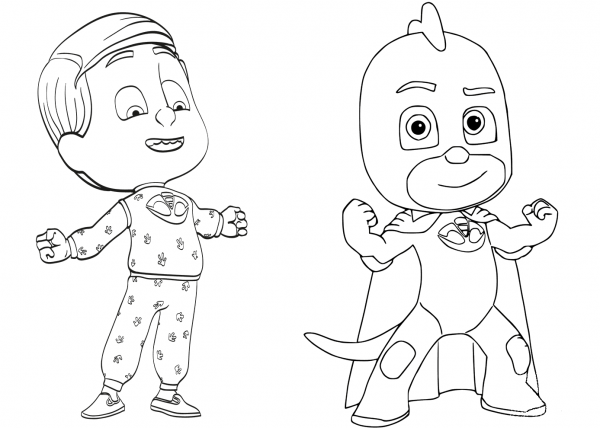Pajama Hero Greg is Gekko from PJ Masks coloring page image