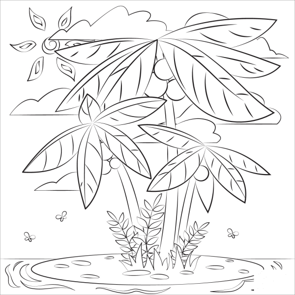 Palm Tree coloring page image