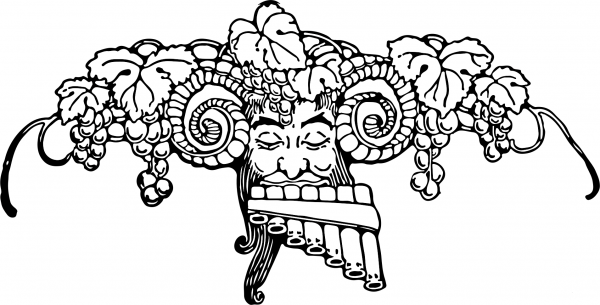Pan with His Pipes coloring page image
