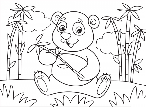 Panda coloring page image