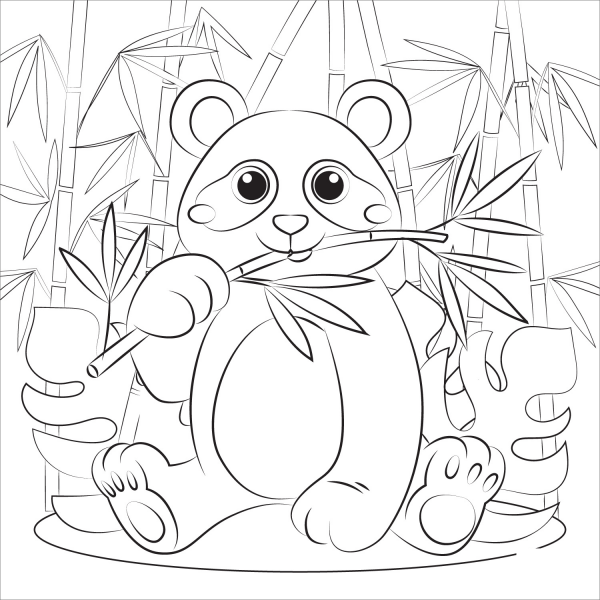 Panda coloring page image