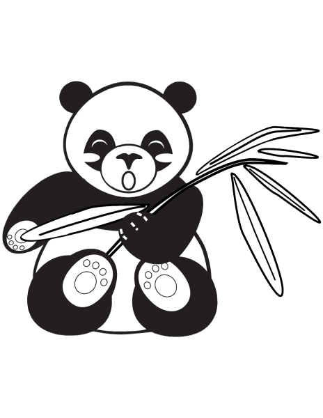 Panda with bamboo coloring page image