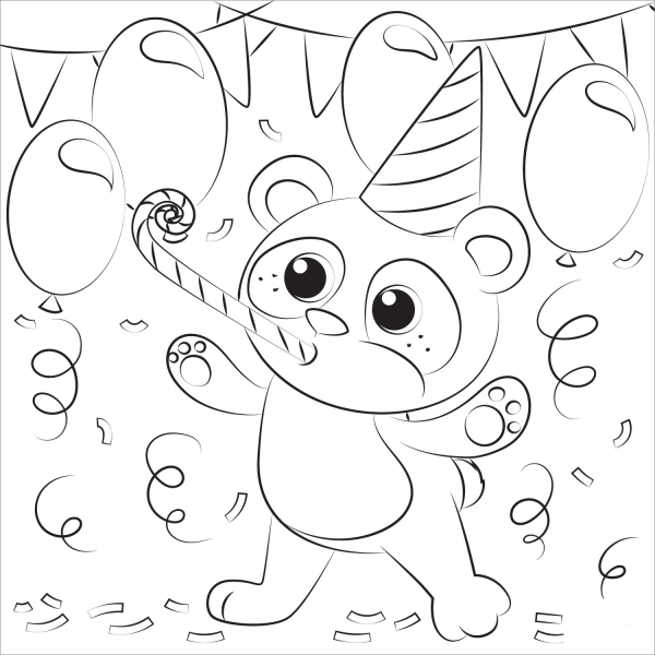 Pandas Birthday coloring page image
