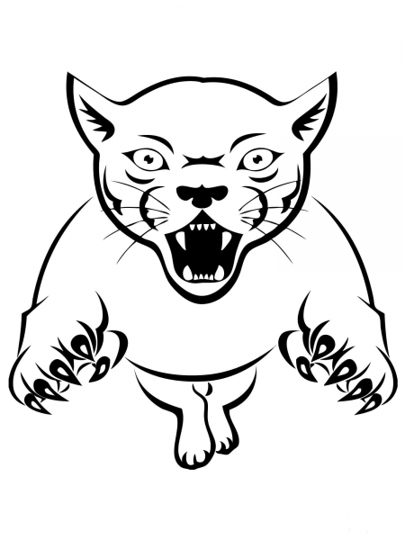 Panther Attacking coloring page image